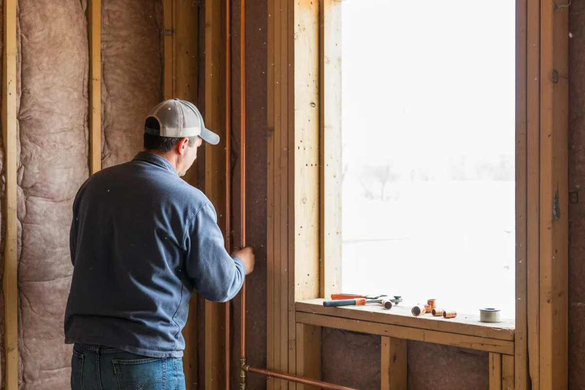 Licensed plumber running new copper supply lines in a Estes Park home